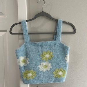 Kendall & Kylie Fuzzy Square Neck Tank Top